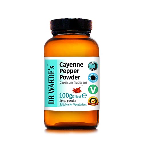 Proszek Cayenne Pepper DR WAKDE (Capsicum frutescens) - 100g (3.5oz) 124; Czysty, Surowy i Suszony Proszek 124; Ziarno Ayurvedic 124; Wegan 124;
