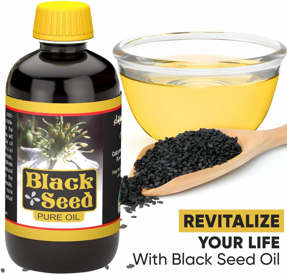HERBOGANIC 100% Olej z ziaren czarnych prasowanych na zimno 16oz 124; Nigella Sativa wspiera w trawieniu i ogólnie dobrze jest być 124; Nie GMO Czarny Kmin Nasienie Olej