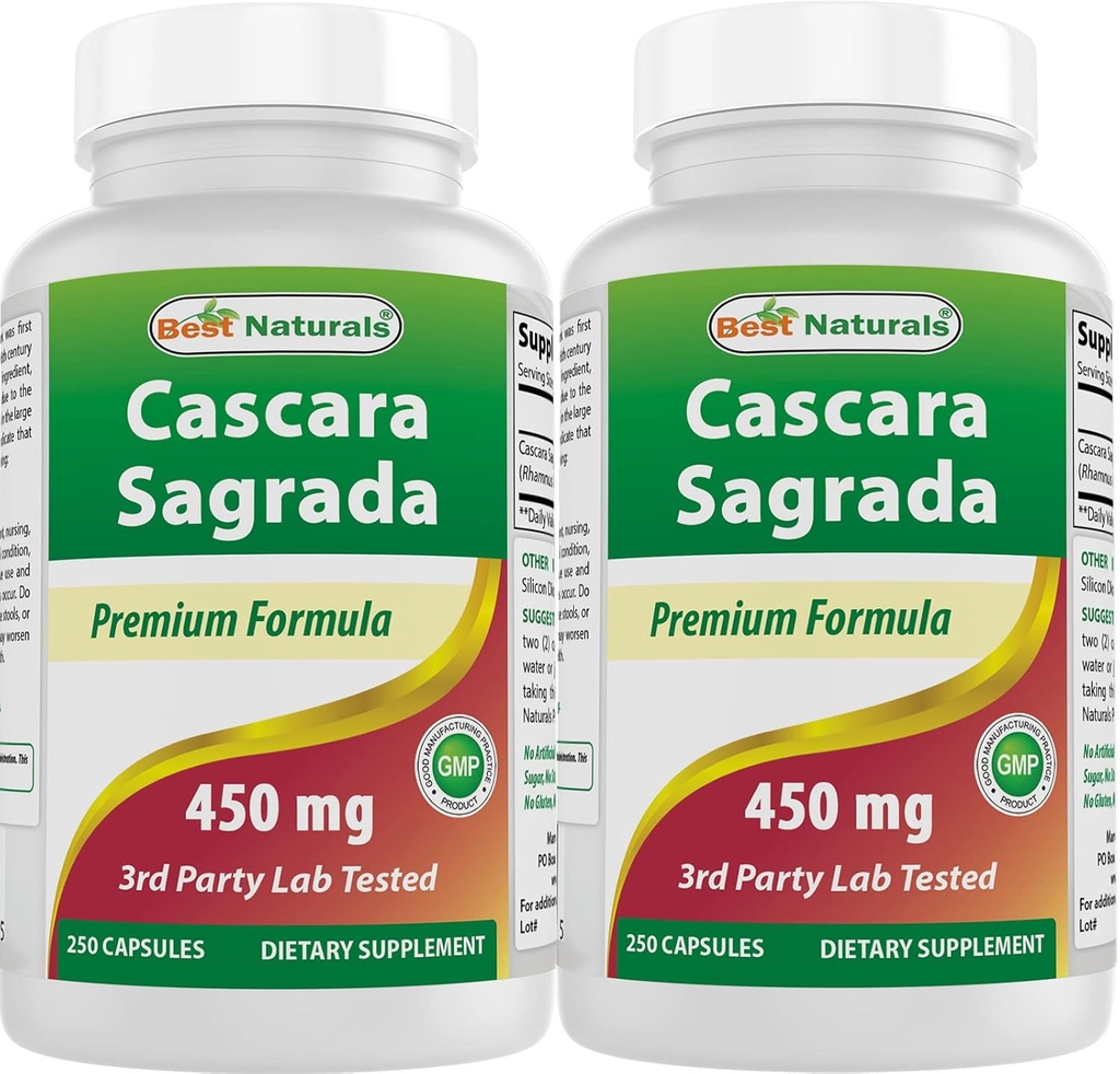 Best Naturals Cascara Sagrada 450 mg 250 kapsułek (250 sztuk (opakowanie po 2))