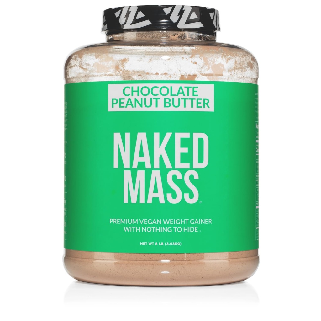 Naked Wegan Mass - Czekoladowy Masło orzechowe - 1,290 Kalorie, Nic Sztucznego, Wszystkie naturalne Czekoladowe PB wagi białka Gainer Proszek, Non-GMO, Soy & Gluten Free - 8LB luzem - 11 Słupki