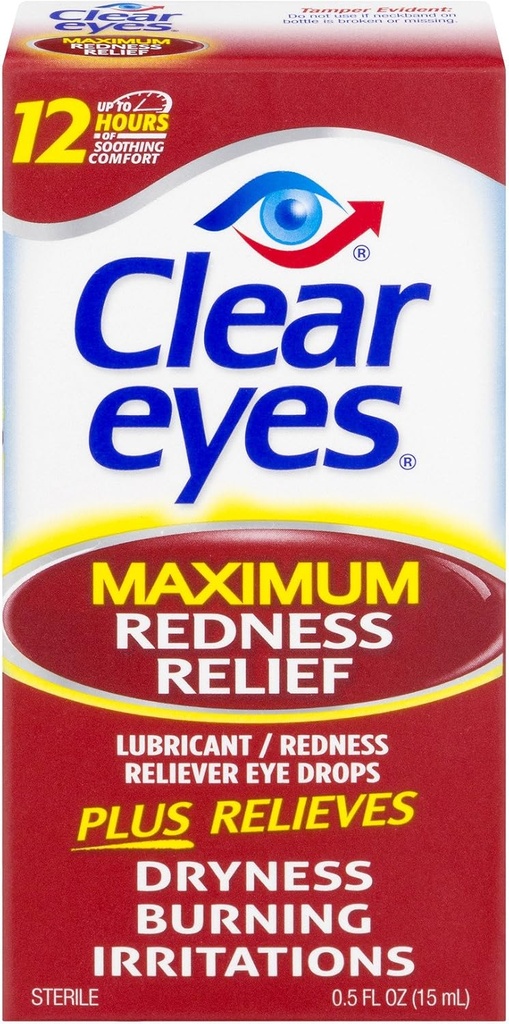 Przezroczyste oczy Maksymalna czerwień Relief Eye Drops 0.50 oz (Opakowanie po 3)