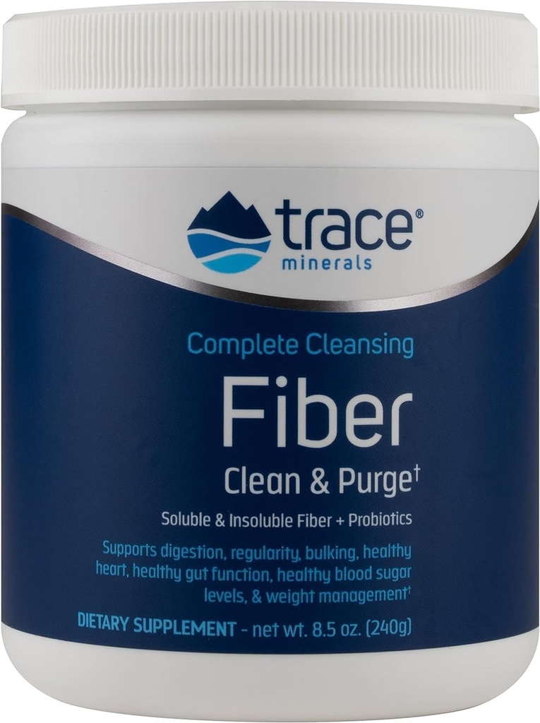 Ślady minerałów Kompletny fiber oczyszczający - Fiber Supplement for Gut Health Support - Drink Mix Powder to Aid Healthy Destination - Rozpuszczalny i nierozpuszczalny wzór włóknisty z probiotykami - 8.5 oz (30 Servings)