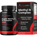 Metylowany kompleks witaminy B - Bioaktywny kompleks metylowy B z 5-MTHF metylofolianem & B12 metylokobalamina dla energii i wsparcia homocysteiny w mózgu - Super witamina B kompleks (30 liczenie)