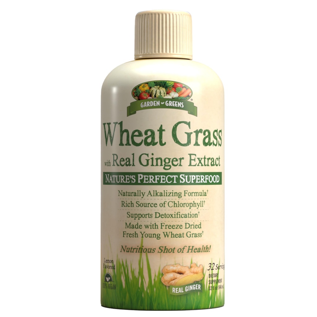 Zieloni Ogród Grawa pszenna Liquid z Real Ginger Extract, Nature 's Perfect Superfood, 32 porcje