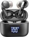 TOZO T20 Bezprzewodowe słuchawki Bluetooth słuchawki 48.5 Hrs Playtime z digital Digital Digital Display, IPX8 Wodoodporny, Dual Mic Call Hałas Anulowanie 10mm Broad Range Głośniki z bezprzewodowym ładowaniem Case
