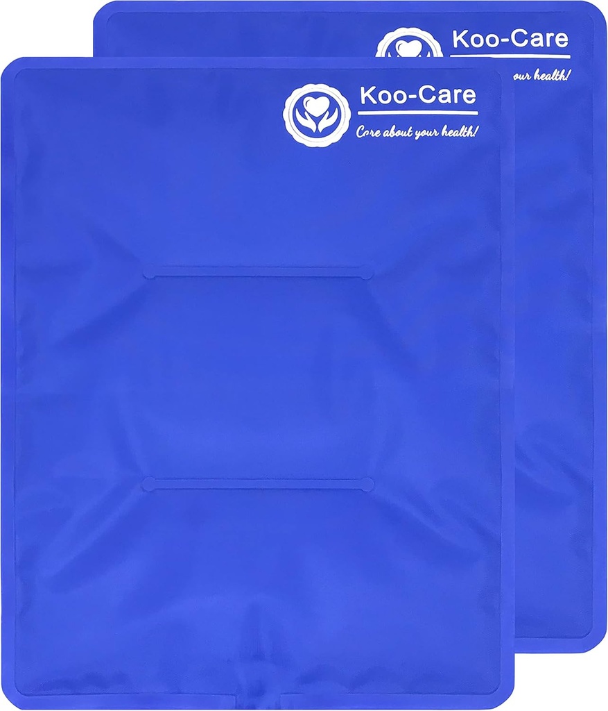 Koo- Care Duży elastyczny żel Ice Pack dla urazów wielokrotnego użytku Hot Cold Compress - Dopasowanie do ramion, pleców, Hip, Knee, Shin, Foot Pain Relief, Opuchlizna, Terapia fizyczna (L, 11 "x 14") Opakowanie zawierające 2