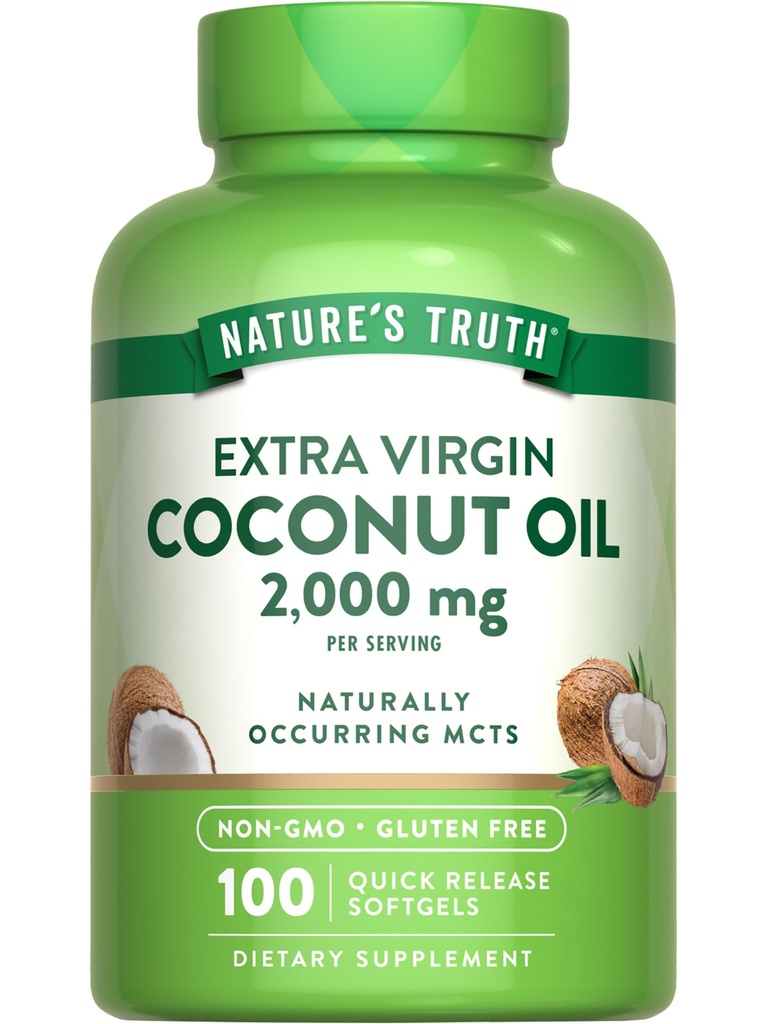 Nature 's Truth Coconut Oil Supplement Agregat 124; 100 Softgels Agregat 124; Natural Occurring MCTs Agregates 124; Non- GMO & Gluten Free