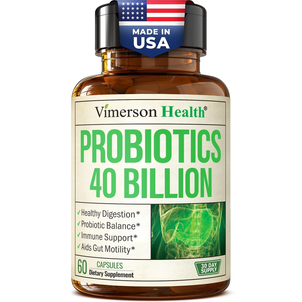 Probiotyki dla kobiet i mężczyzn z prebiotyką - 40 Miliard CFU Probiotyki dla zdrowia trawiennego, Gut Health & Immune Supplement - Lactobacillus Acidophilus Probiotic - Wegetarianin, Soy & Dairy Free