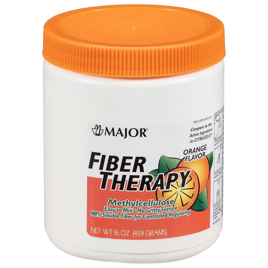 MAJOR Fiber Therapy Metyloceluloza Proszek - Łatwy do wymieszania - No Gritty Texture - Fiber rozpuszczalny - Pomaga regulację kontroli - Flavor pomarańczowy - 16 Oz (1 opakowanie)