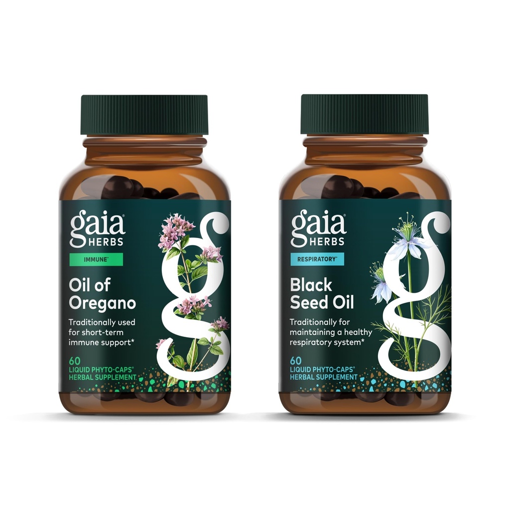 Gaia Herbs Oil of Oregano - Immune and Antioksydant Supplement Supplement - 60 Vegan Liquid Phyto- Capsules & Black Seed Oil - Lung, respiratory, and Antioksydant Supplement - 60 Vegan Liquid Phyto- Capsules (2