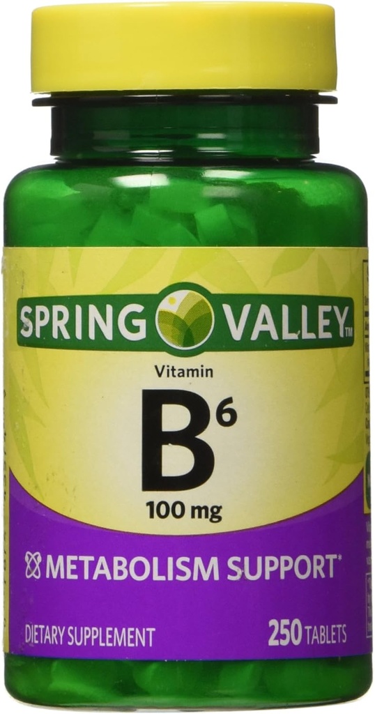 Spring Valley - Witamina B- 6 (Pyridoxine) 100 mg, 250 tabletek