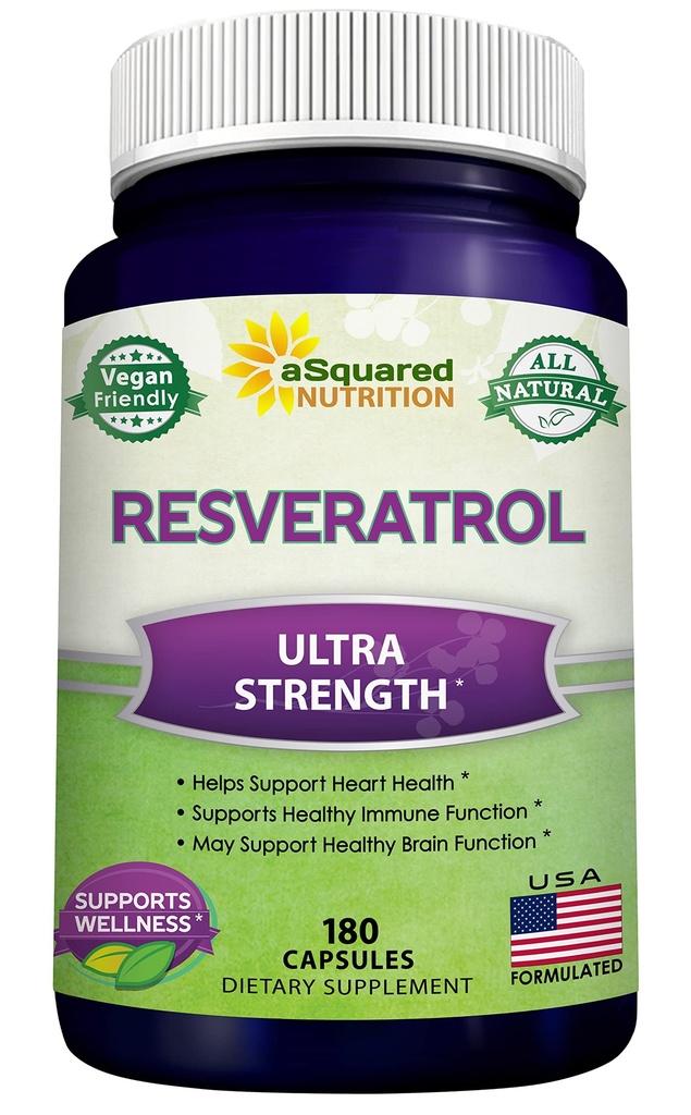 100% Natural Resveratrol - 1000mg Na Podawanie Max Siła (180 Kapsułki) Suplement przeciwutleniający, Trans- Resveratrol Tabletki dla Heart Health & Pure, Polifenole