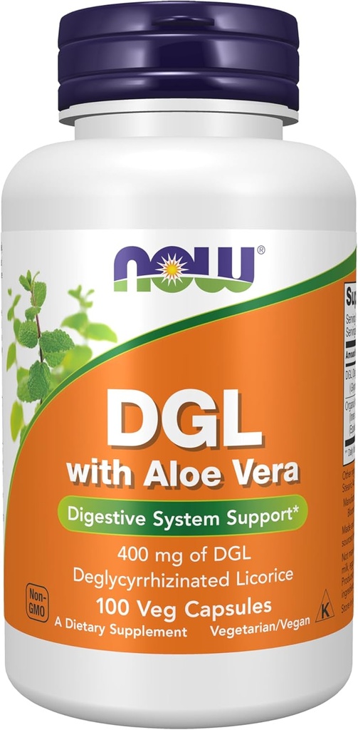 Teraz suplementy żywności, DGL z Aloe Vera (Deglicyrrhizided Licorice) Suplement diety, 100 kapsułki Veg