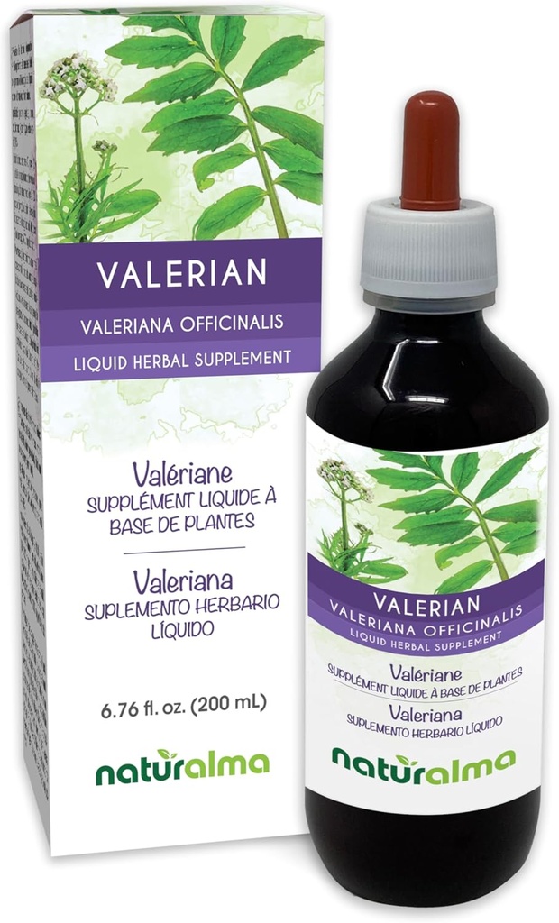 Naturalma Valerian (Valariana officinalis) Root Alcohol Free Tincture - 6.76 fl oz Liquid Extract in Drops - Herbal Supplement - Vegan