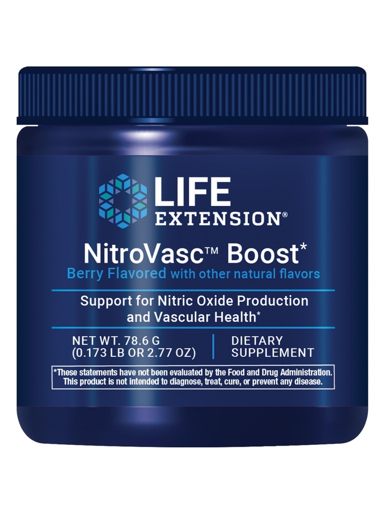 Przedłużenie życia NitroVasc Boost, Suplement do przepływu krwi, Nitric Support, Heart Health, L-arginina, Gluten- Free, Non-GMO, Wegetarianin, 1 Scoop, 30 Służenie