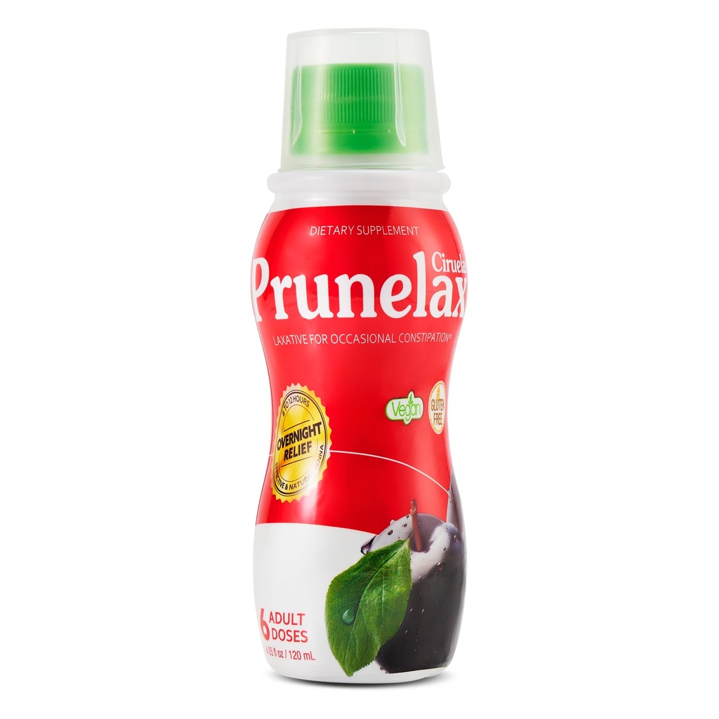 Prunelax Ciruelax Regularna Siła Płynna Laksyative - Delikatna ulga dla sporadycznych zaparć, Made with Natural Senna, Przewidywalne Relief, Gluten- Free, Działa w zaledwie 8 do 12 Godzin - 4.05 fl oz