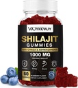 1000 MG Shilajit Gummies, Organic Shilajit Gummies z 85 + Ślad minerałów, kwasu Fulvic, Shilajit dla mężczyzn i kobiet, Shilajit Resin, Shilajit Himalayan Organic for Energy, Mózg, Immunitet, 60 Hrabia