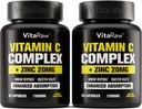 Suplement witaminy C 2 Pakiet (120 Kapsułek wegetariańskich) - 1500mg z cynku 20 mg - Najwyższa absorpcja Witamina C Kompleks wsparcia immunologicznego - Witamina C Kapsułki i Cynk Witaminy dla dorosłych, Vit C Immune Help Vegan