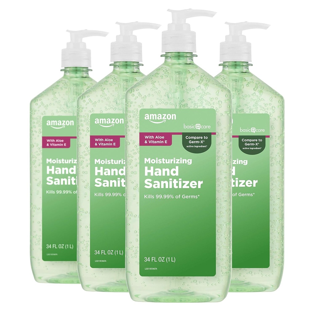 Basic Care - Aloe Vera Hand Sanitizer 62%, 34 fl oz (Opakowanie 4)