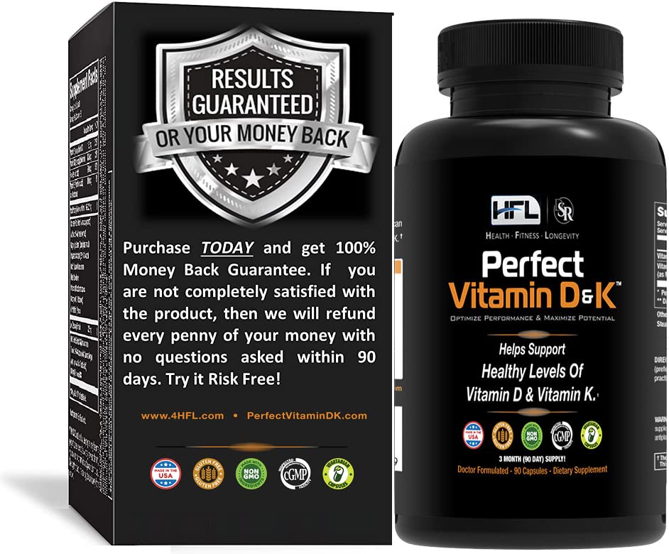 HFL Perfect Witamina D & K przez Dr. Sam Robbins Bilans 124; Witamina D3 & K2 (MenaQ7 ® MK- 7) Bilans 124; 3 Miesiąc Dostawy 124; 2X Wchłanianie 124; Wegan, Plant- Based, Mikro- Encapsulated.