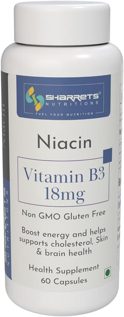 Generyczna witamina B3 Suplement Niacyny -60 Kapsułki Energy Boost.