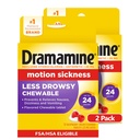 Dramamina do żucia Mniej Drowsy, Motion choroby relief, Malina krem Flavor, 12 Count, 2 Pack
