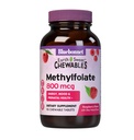 Bluebonnet EarthSweet Methylfolate 800 mcg Celular Active Coense 5- MTHF L Methyl Folate Supplement - Prenatal & Energy Support * - Non-GMO, Vegan, Gluten- Free - Malina - 90 Tabletki do żucia