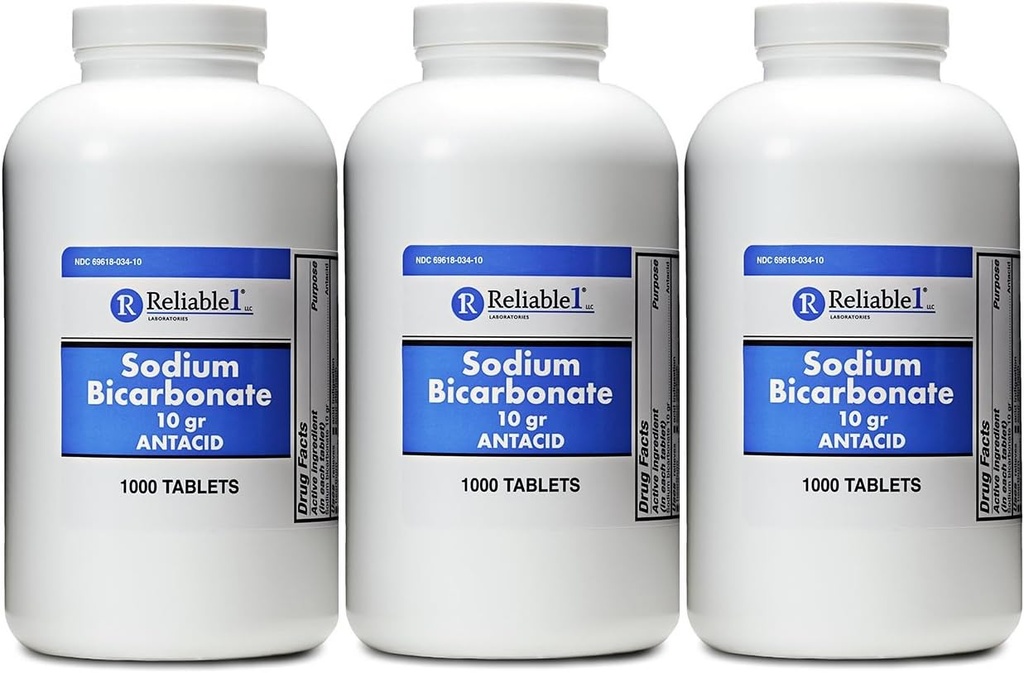 Dwuwęglan sodu 650 mg 1000 tabletek przeciwkwasowych, w celu złagodzenia niestrawności kwasowej, oparzenia serca, Sour Stomach & Usset Stomach Opakowanie po 3