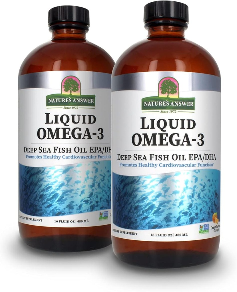 Nature 's Response Liquid Omega-3 Yellow 124; Deep Sea Fish Oil with EPA / DHA Dietary Supplement Yellow 124; Cardival Support Yellow 124; No Conservatives & gluten- Free 16oz (Opakowanie po 2)