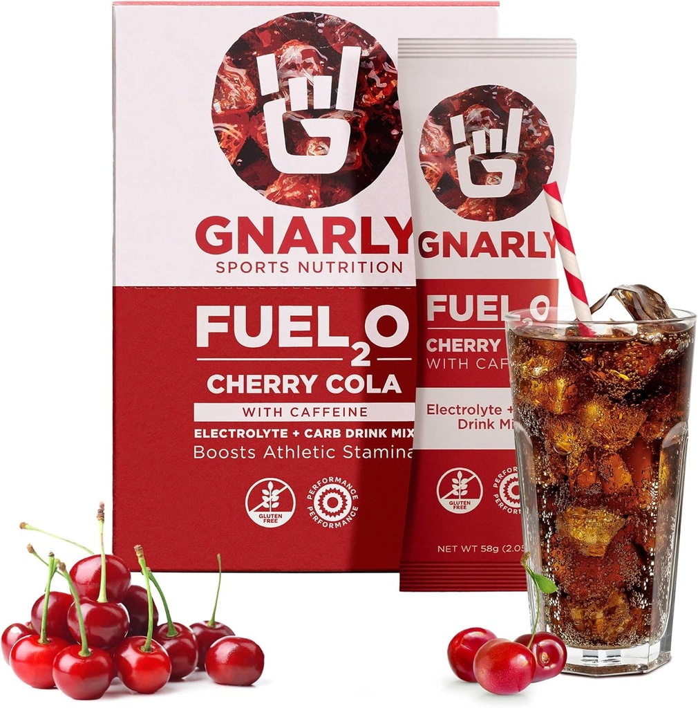 Gnally Nutrition Fuel2O Electrolyte Puder Packs, Cherry Cola - roztwór elektrolitu, paliwo, uzupełnienie i odzysk - Fuel2O Endurance Nutrition - Cherry Cola, 10- Pack