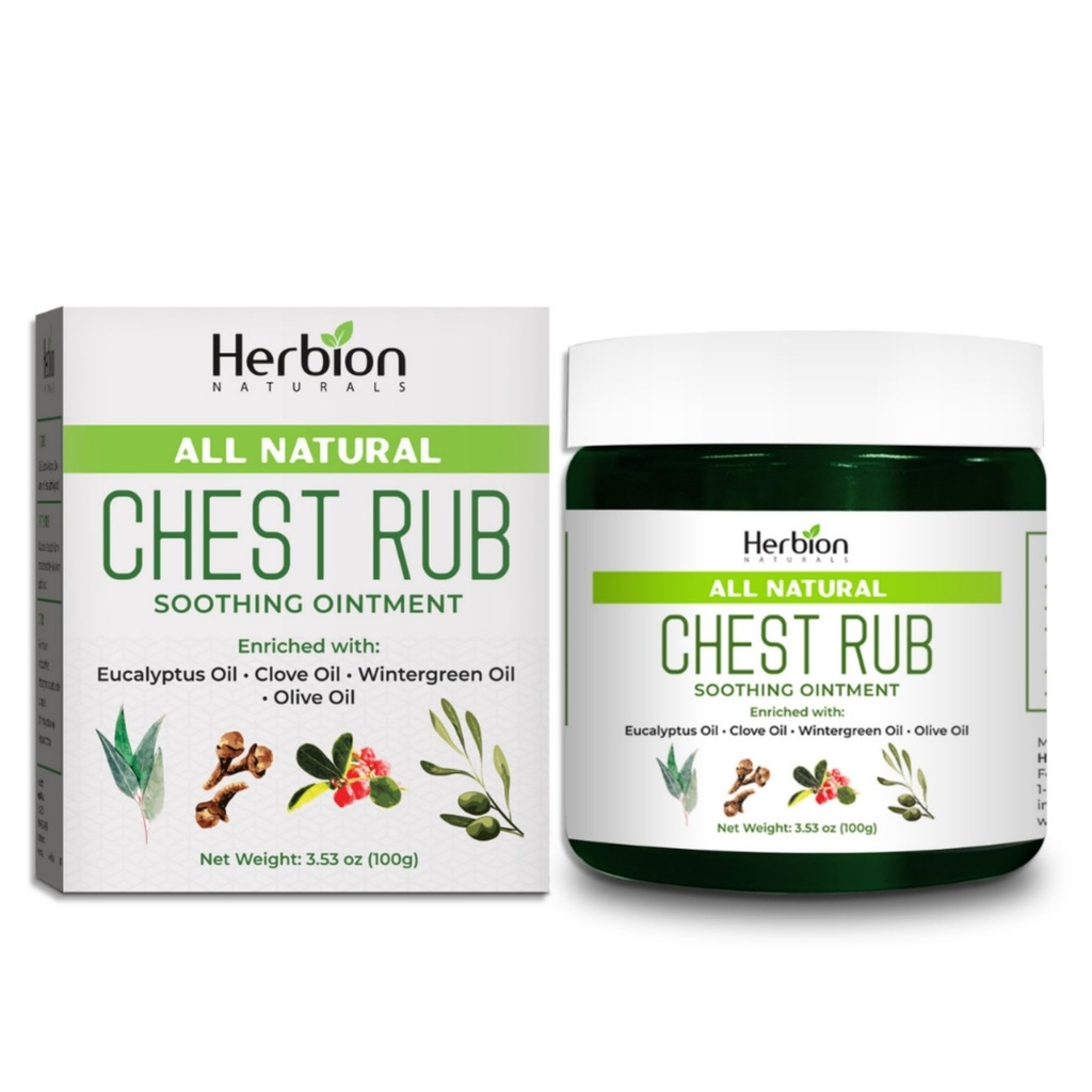 HERBION Naturals Chest Rub - Pomazanie kojące Vapors dla dorosłych i dzieci 2 + - Relieves Cough, Cold, Nasal & Chest Congestion - Redukuje mięśnie i wspólne ache (3.53 Oz (Opakowanie 1)