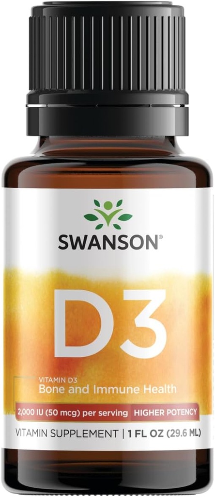 Swanson Witamina D3 Płynne krople 400 Iu (50 µg) 1 fl Ounce (29, 6 ml) Płyn