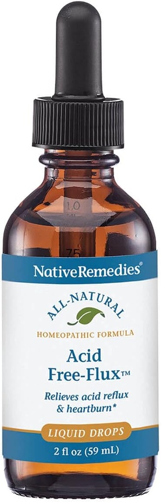 Native Remedies Acid Free- Flux - Natural Homeopatic Remedy Temporally Remeeves Heartburn, Niestrawność i dyskomfort Po jedzeniu - 59 ml