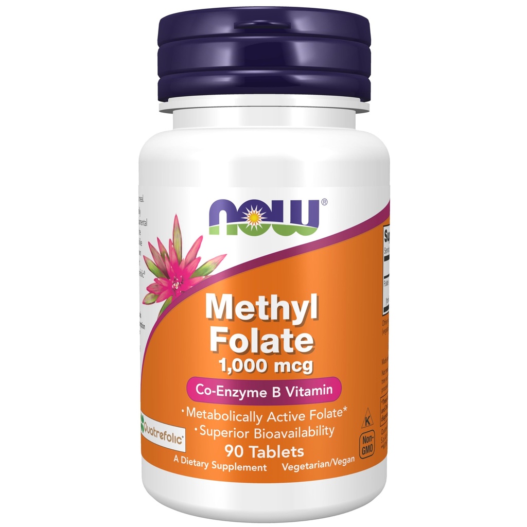 Teraz suplementy żywności, Metyl Folate 1000 µg, Metabolicznie aktywny folian *, Witamina Co- Enzyme B, 90 tabletek