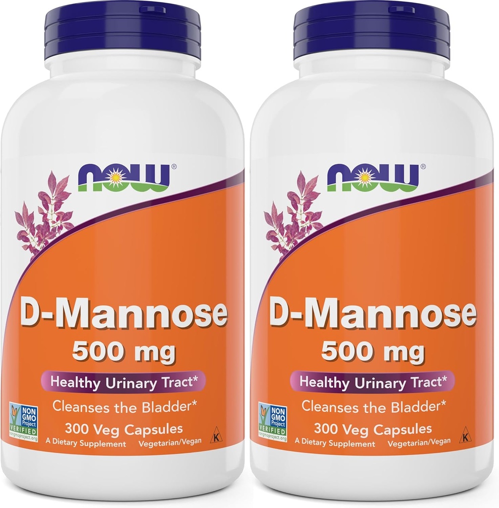 Teraz D- Mannose 500 mg, 300 Kapsułki (Opakowanie 2) - Wegański niezmodyfikowany genetycznie suplement dla kobiet i mężczyzn - Wspiera zdrową trakturę moczu, Czyści pęcherza