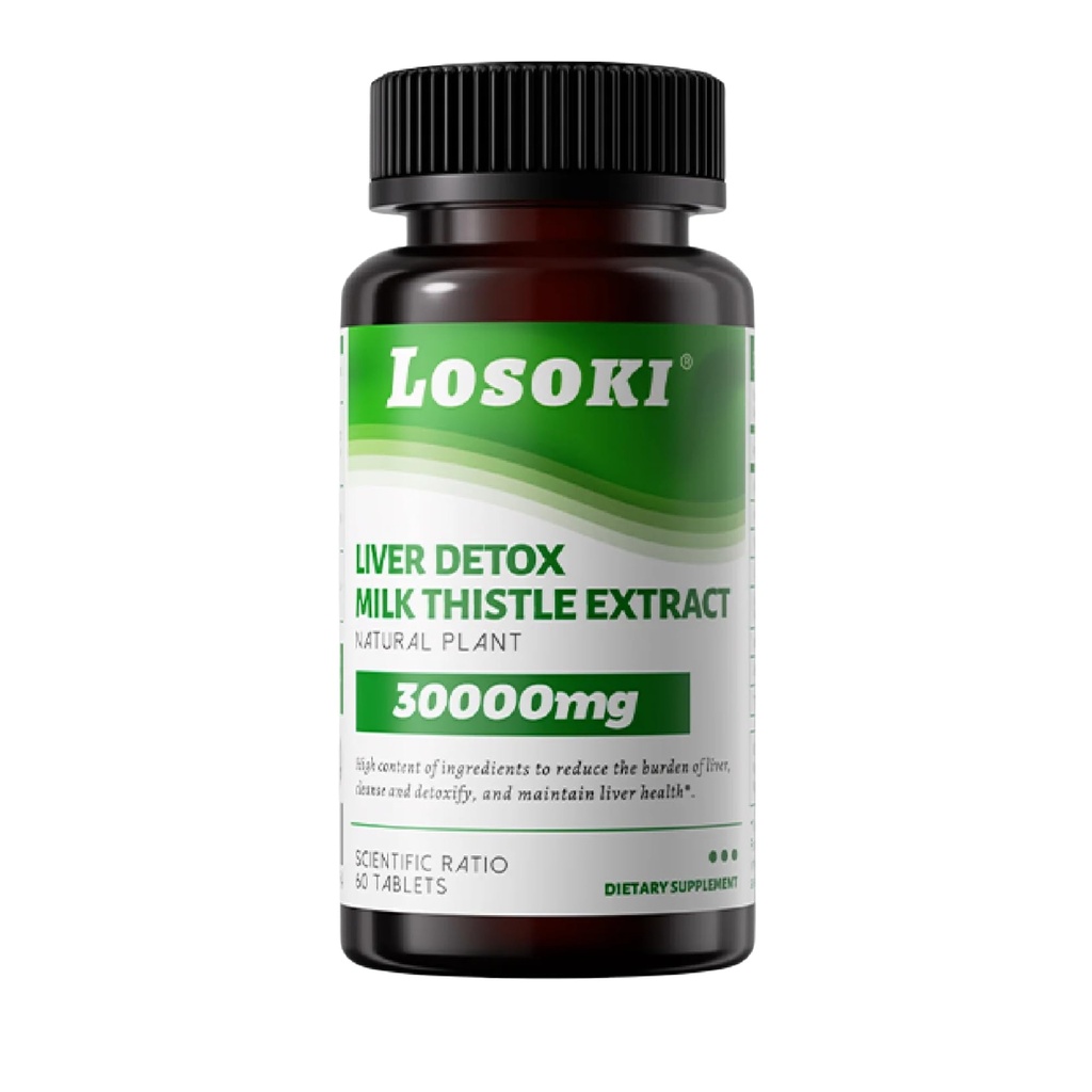 Suplement do detoksu wątrobowego, 30,000mg Wyciąg z gruczołów mlecznych, kurkuma, karczoch i glutation - wspomaga zdrowie wątroby i przeciwutleniacz - 60 tabletek