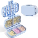 MEACOLIA Triple Folding Pill Organizator, 9 Komory Travel Pill Case o dużej pojemności, Codzienne Pudełko Pill Mały pojemnik na pióro witaminy, Olej z wątroby dorsza, Suplementy (niebieski)