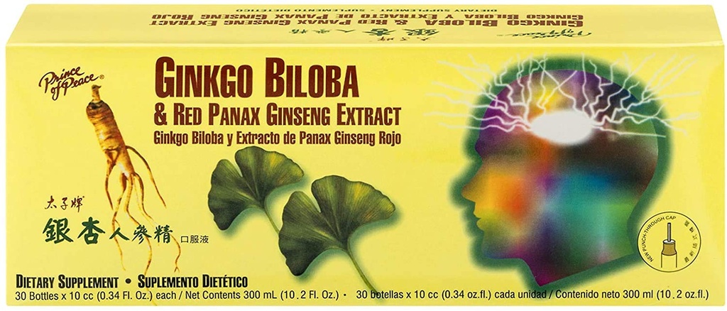 Prince of Peace Ginkgo Biloba and Red Panax Ginseng Extract, 30 butelek 0.34 oz