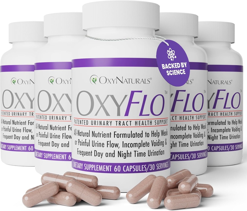 OxyFlo Bledder Control Pills for Women & Men - Reduce Overactive Bledder & Leakage - Wspiera Trakt moczowy (UTI) Mocny Mieszanka Klinicznie Proven, Naturalne Składniki 5 Butelki (150 Sług)