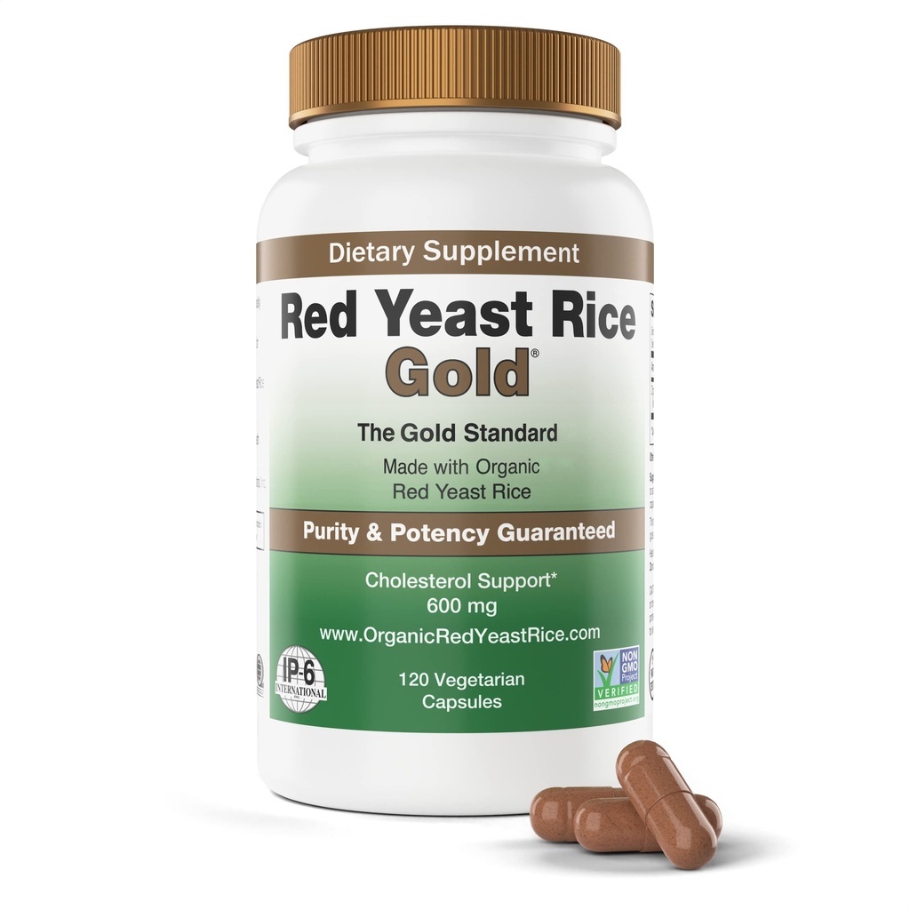 Wykonane z 600 mg organicznego czerwonego ryżu Yeast - IP6 International - 120 Kapsułki wegetariańskie