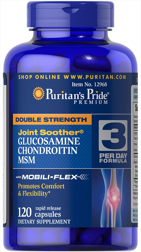 Puritan 's Pride Glucozamina, Chondroitin & MSM-3 Formuła dnia