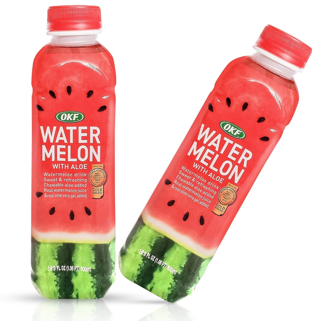 OKF Arbuz Aloe Vera Drink, prawdziwy sok i żel, 16,9 oz (6 opakowań)