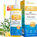 Sea Moss & Ashwagandha Krople korzenne - 10X Stronger Seamoss & Ashwagandha dla Kobiet i Mężczyzn, Sea Moss Drops dla nastroju, Immunitet, Digestive, Energia, Skóra, Hair Joint English Lemon Flavour - 80 Służenia