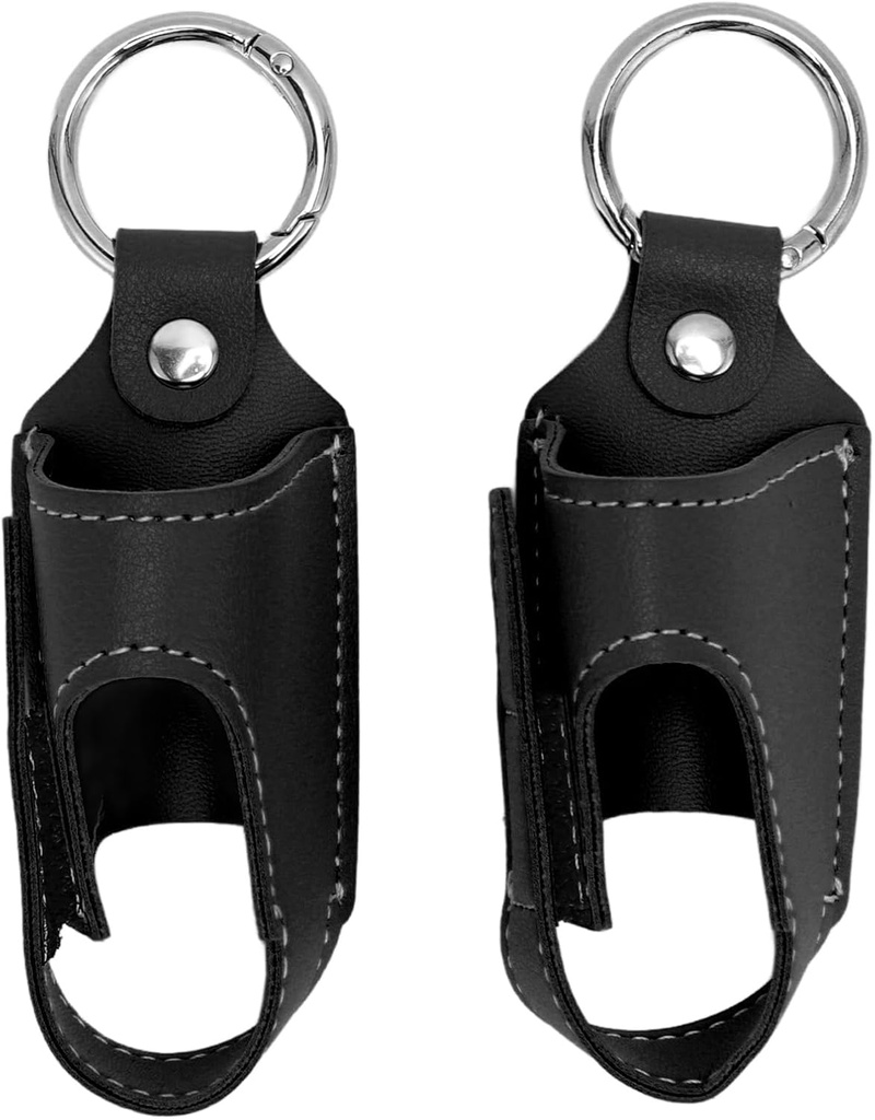 Generyczny Astma Inhaler Holder, 2szt Astma Inhaler Holder Przenośne Storage Protective PU Skóra Astma Inhaler Case for Travel (Czarny)