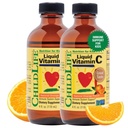 CHIDLIFE ESENTIALLE Płynna witamina C - Czysty suplement płynny witaminy C dla dzieci, Wsparcie układu immunologicznego, Naturalny aromat pomarańczowy, 4 Fl Oz (Opakowanie 2)
