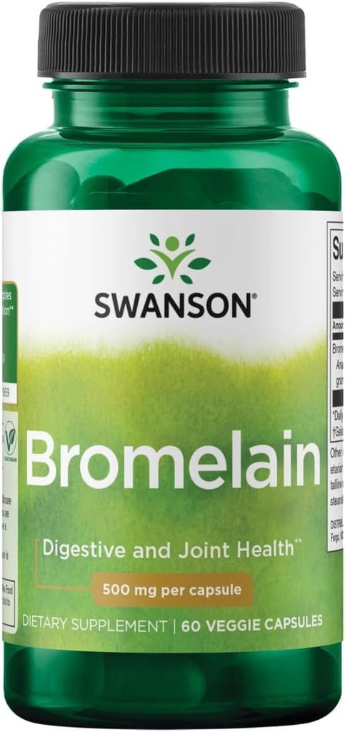 Swanson Maksymalna moc Bromelain 1200 Gdu 500 Miligramy 60 Kapsułki Enzymy