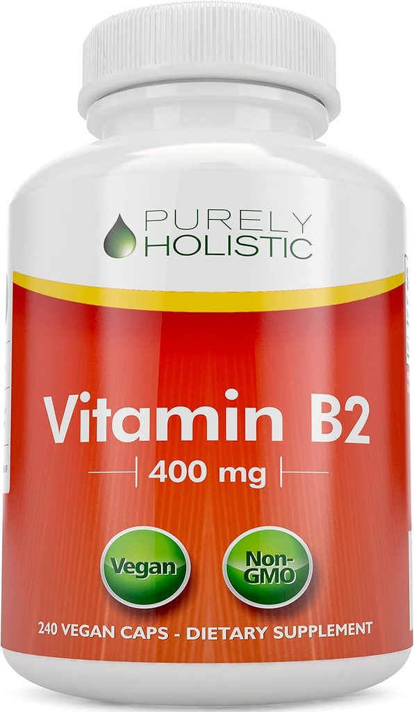 Całkowicie holistyczna witamina B2 Riboflavin 400mg - 240 Kapsułek Wegańskich, 8 Miesiąca Dostawy - Wysoka wytrzymałość B2 Witaminy - Nie GMO & Gluten Free - Wspiera produkcję energii i zdrowie komórkowe