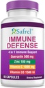 Safrel Silne wsparcie immunologiczne, Quercetin 500 mg, Pikolinat cynku 100 mg, WitamatiC 1000 mg, Witamina D3 1000 IU, 60 Kapsułki, 1 Miesiąc dostaw 124; Wyprodukowane w USA 124; Wegan