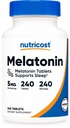 Nutricost Melatonin 5 mg, 240 tabletek - 5 mg na Podawanie, Non-GMO, Gluten Free