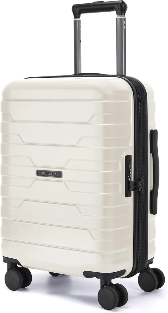 BAGSMART Carry On Baggage 22x14x9 Airline Zatwierdzona spinner Wheels, Lekki 20 Inch Baggage z TSA Lock, Rozwijalny Hard Shell Carry On Suitcases dla mężczyzn Kobiety, Biały